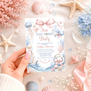 Sea You Soon Baby Girl Baby-Party Einladung