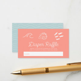 Sea You Soon Baby Pink Diaper Raffle Ticket Begleitkarte