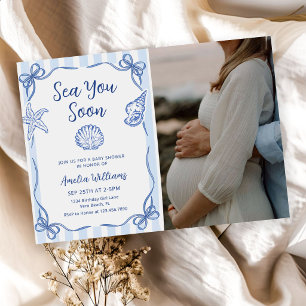 Sea You Soon, Baby Seashell Baby Shower Foto Einladung