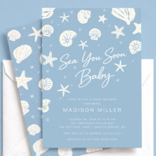 Sea You Soon Baby Shower Blau Küste Einladung