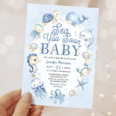 Sea You Soon Baby Shower Boy Blue Ocean Animals Einladung