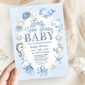 Sea You Soon Baby Shower Boy Blue Ocean Animals Einladung