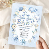 Sea You Soon Baby Shower Boy Blue Ocean Animals Einladung