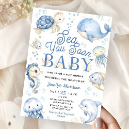 Sea You Soon Baby Shower Boy Blue Ocean   Einladung