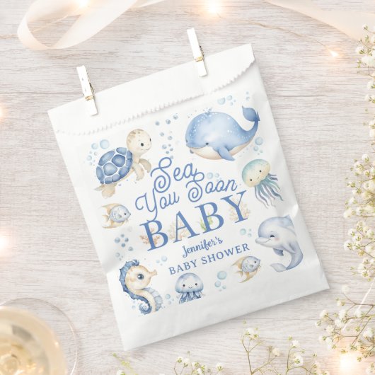 Sea You Soon Baby Shower Boy Blue Ocean Geschenktütchen (Ausgeschnitten)