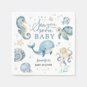 Sea You Soon Baby Shower Boy Blue Ocean Paper Serviette (Vorderseite)