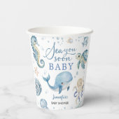 Sea You Soon Baby Shower Boy Blue Ocean Pappbecher (Rückseite)