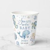 Sea You Soon Baby Shower Boy Blue Ocean Pappbecher (Vorderseite)