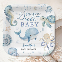Sea You Soon Baby Shower Boy Blue Ocean