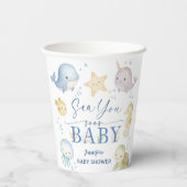 Sea You Soon Baby Shower Boy Ocean Pappbecher (Rückseite)