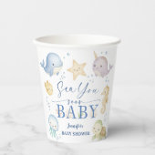 Sea You Soon Baby Shower Boy Ocean Pappbecher (Vorderseite)