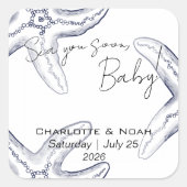 Sea You Soon Baby Shower Favor Quadratischer Aufkleber (Vorderseite)