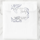 Sea You Soon Baby Shower Favor Quadratischer Aufkleber (Tasche)