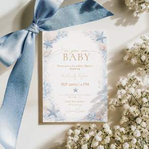 Sea You Soon Baby Shower Junge Blauer Ozean Einladung
