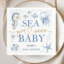 Sea You Soon Baby Shower Junge Navy Blau Ozean Pap
