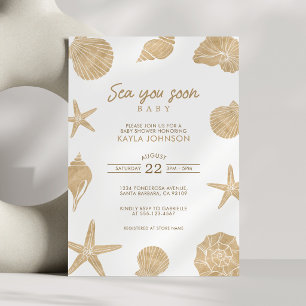 Sea You Soon Baby Shower Minimalist Boho Meeresmus Einladung