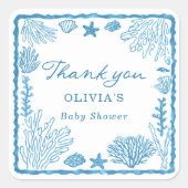 Sea You Soon Baby Shower  Quadratischer Aufkleber (Vorderseite)