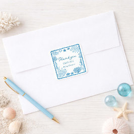 Sea You Soon Baby Shower  Quadratischer Aufkleber