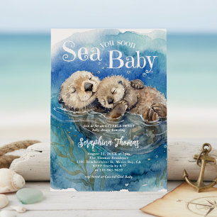 Sea You Soon Baby Wasserfarben Otter Baby Shower Einladung