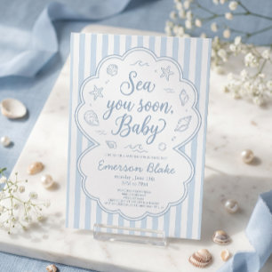 Sea You Soon Babyparty-Einladung   Küstenmeere Visitenkarte