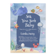 Sea You Soon blaue Ozean-Tiere Baby Shower