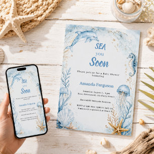 Sea you Soon Blue Boy Baby Shower Einladung