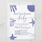 Sea You Soon Blue Scallop Shell Boy Baby Shower Einladung (Vorderseite)