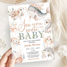Sea You Soon Boy Baby Shower Rosa Florale Oceano