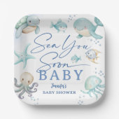 Sea You Soon Boy Ocean Baby Shower Pappteller (Vorderseite)
