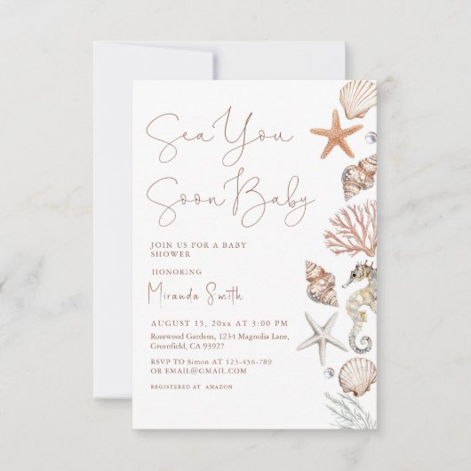 Sea You Soon Coastal Baby Shower Einladung (Vorderseite)