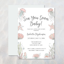 Sea You Soon Cute Coastal Hand Drawn Baby Shower Einladung