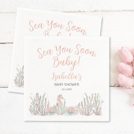 Sea You Soon Cute Hand Drawn Baby Shower Serviette