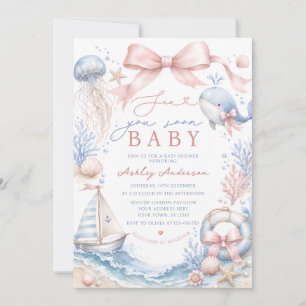 Sea You Soon Girl Baby Shower Einladung