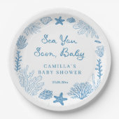 Sea You Soon Hand Drawn Baby Shower  Pappteller (Vorderseite)