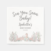Sea You Soon Hand Drawn Seahorse Baby Shower Serviette (Vorderseite)