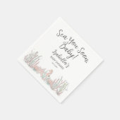 Sea You Soon Hand Drawn Seahorse Baby Shower Serviette (Ecke)