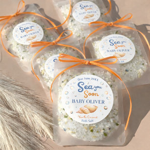 Sea You Soon Küsten Geschenk Badesalz Runder Aufkleber