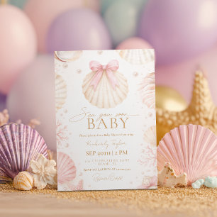 Sea You Soon Küsten-Rosa-Bogen-Baby-Party Einladung