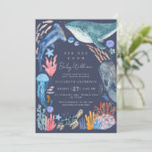 Sea You Soon Ocean Animals Boy Baby Shower Einladung (Stehend Vorderseite)