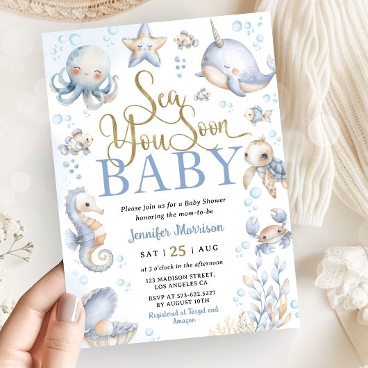 Sea You Soon Ocean Animals Boy Baby Shower Einladung