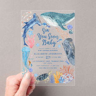 Sea You Soon Ocean Animals Boy Baby Shower Invitat Acryleinladungen