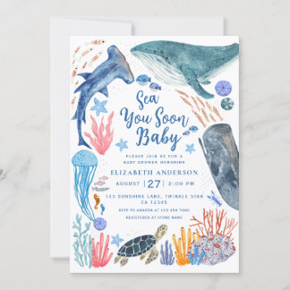 Sea You Soon Ocean Animals Boy Baby Shower Invitat Einladung