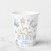 Sea You Soon Ocean Baby Shower Boy Blue Pappbecher (Vorderseite)