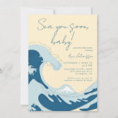Sea You Soon Ocean Wave Blue Boy Baby Shower Einladung (Vorderseite)