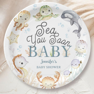 Sea You Soon Ozean-Baby-Party geschlechtsneutral Pappteller