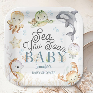 Sea You Soon Ozean-Baby-Party geschlechtsneutral Pappteller