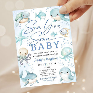 Sea You Soon Ozean Wal Jungen Baby Shower Einladung