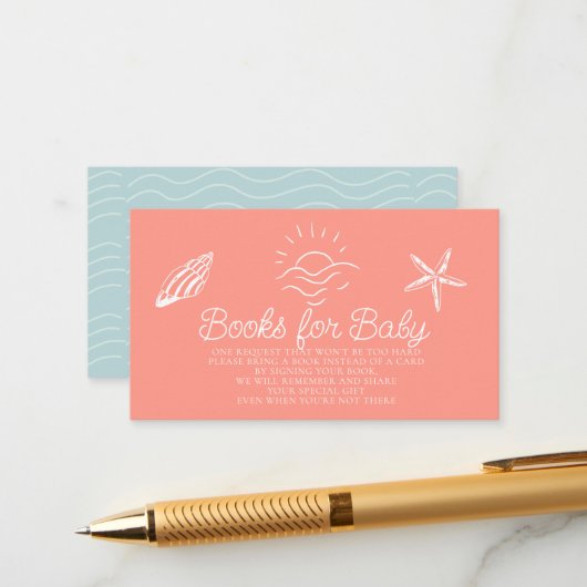 Sea You Soon Pink Baby Shower Book Request Begleitkarte (Vorderseite/Rückseite Beispiel)