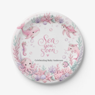 Sea You Soon Pink Under the Sea Baby Shower Person Pappteller