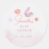 Sea you soon purple coral aesthetic  runder aufkleber (Vorderseite)